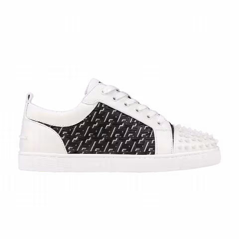Christian Louboutin Louis Junior Spikes Orlato Flat 'CL Monogram - White Black'