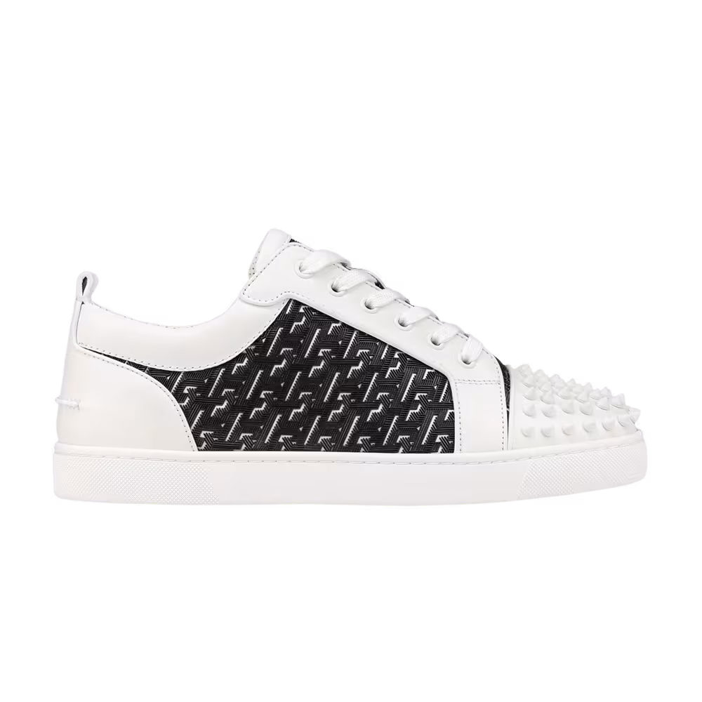 Christian Louboutin Louis Junior Spikes Orlato Flat CL Monogram - White Black