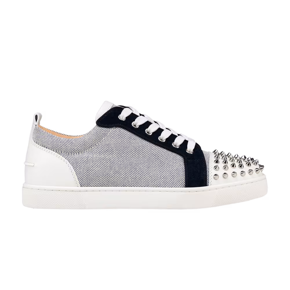 Christian Louboutin Louis Junior Spikes Orlato Flat White Navy
