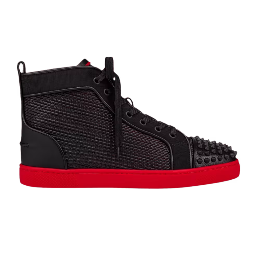 Christian Louboutin Lou Spikes Orlato Flat Black Red