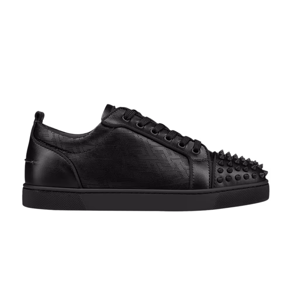Christian Louboutin Louis Junior Spikes Orlato Flat Black CL Pattern