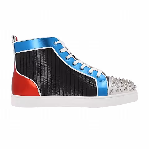 Christian Louboutin Lou Spikes Orlato Flat 'Pleated Metallic'