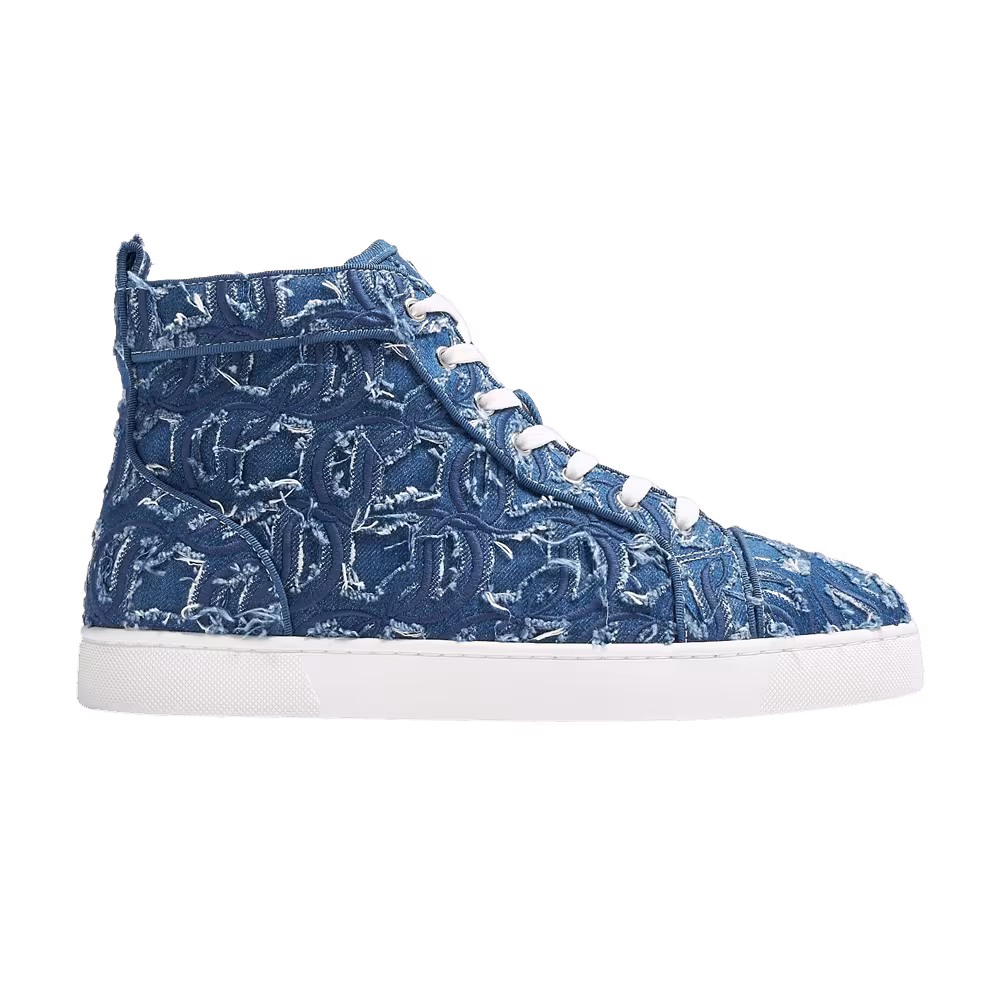 Christian Louboutin Louis Flat High Denim Embroidered