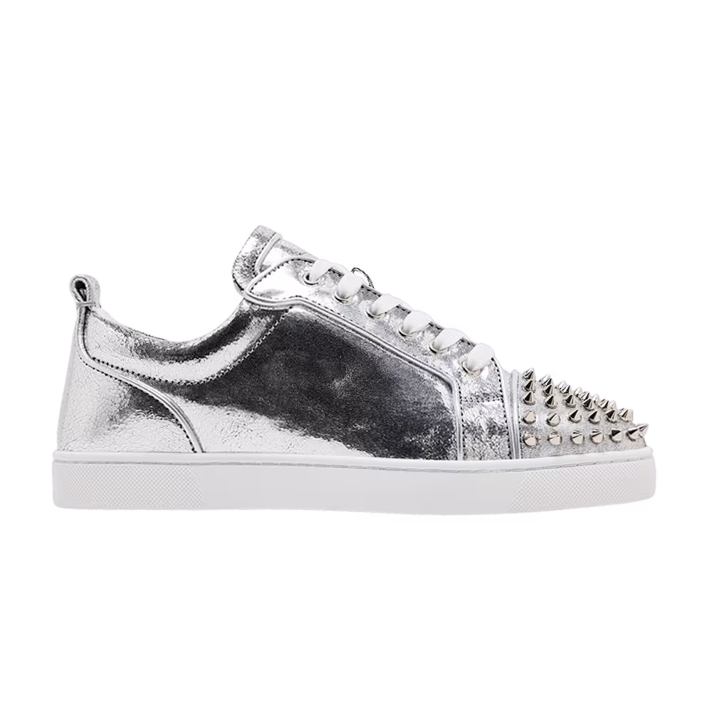 Christian Louboutin Louis Junior Spikes Low Manoir Laminated Silver