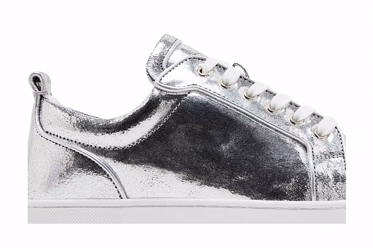 Christian Louboutin Louis Junior Spikes Low Manoir Laminated Silver, view 3