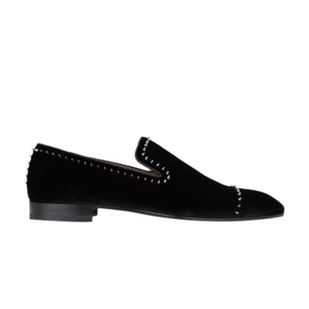 Christian Louboutin Dandeton Flat Velvet Black Dark Gun