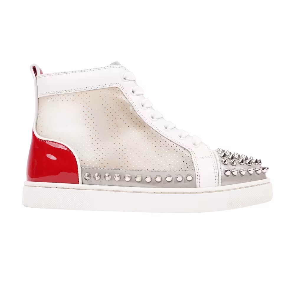 Christian Louboutin Louis Flat Calf Spikes White Red PVC