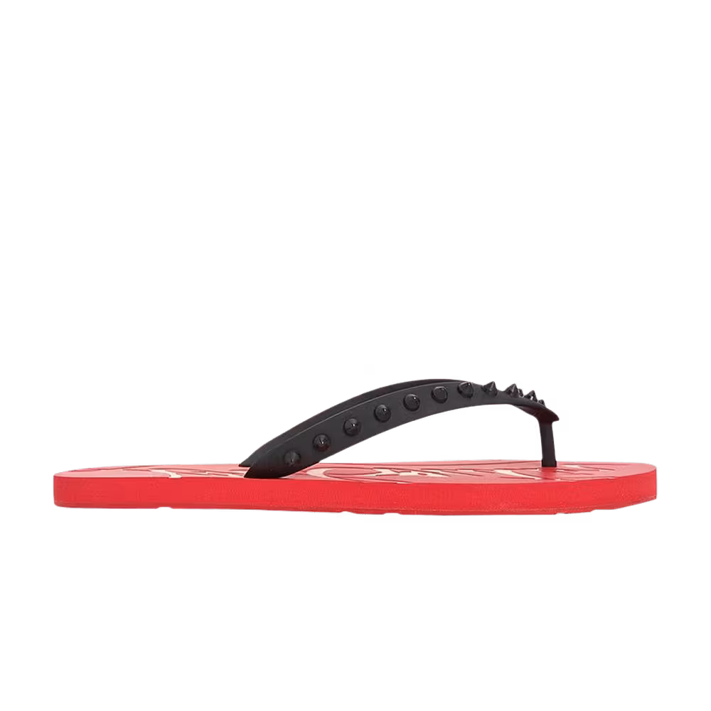 Christian Louboutin Loubi Flip Flat Black Red
