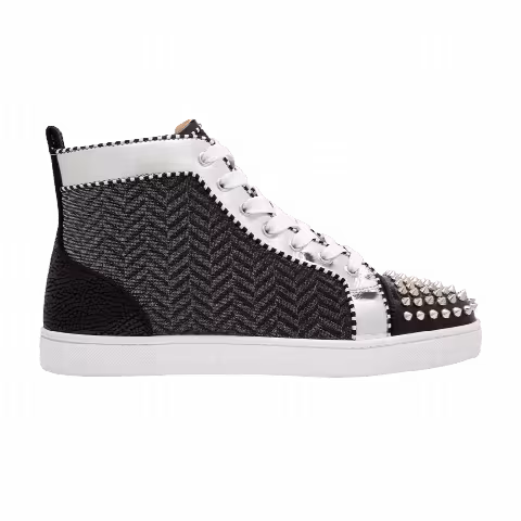 Christian Louboutin Lou Spikes Orlato Flat 'Black Silver'