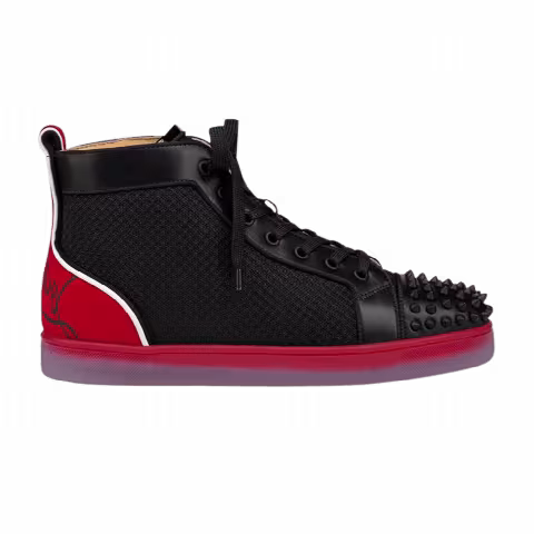 Christian Louboutin Louis Flat Calf Spikes High 'Black Red'
