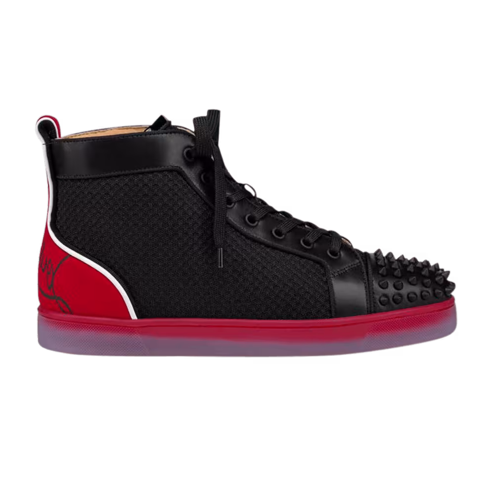 Christian Louboutin Louis Flat Calf Spikes High Black Red