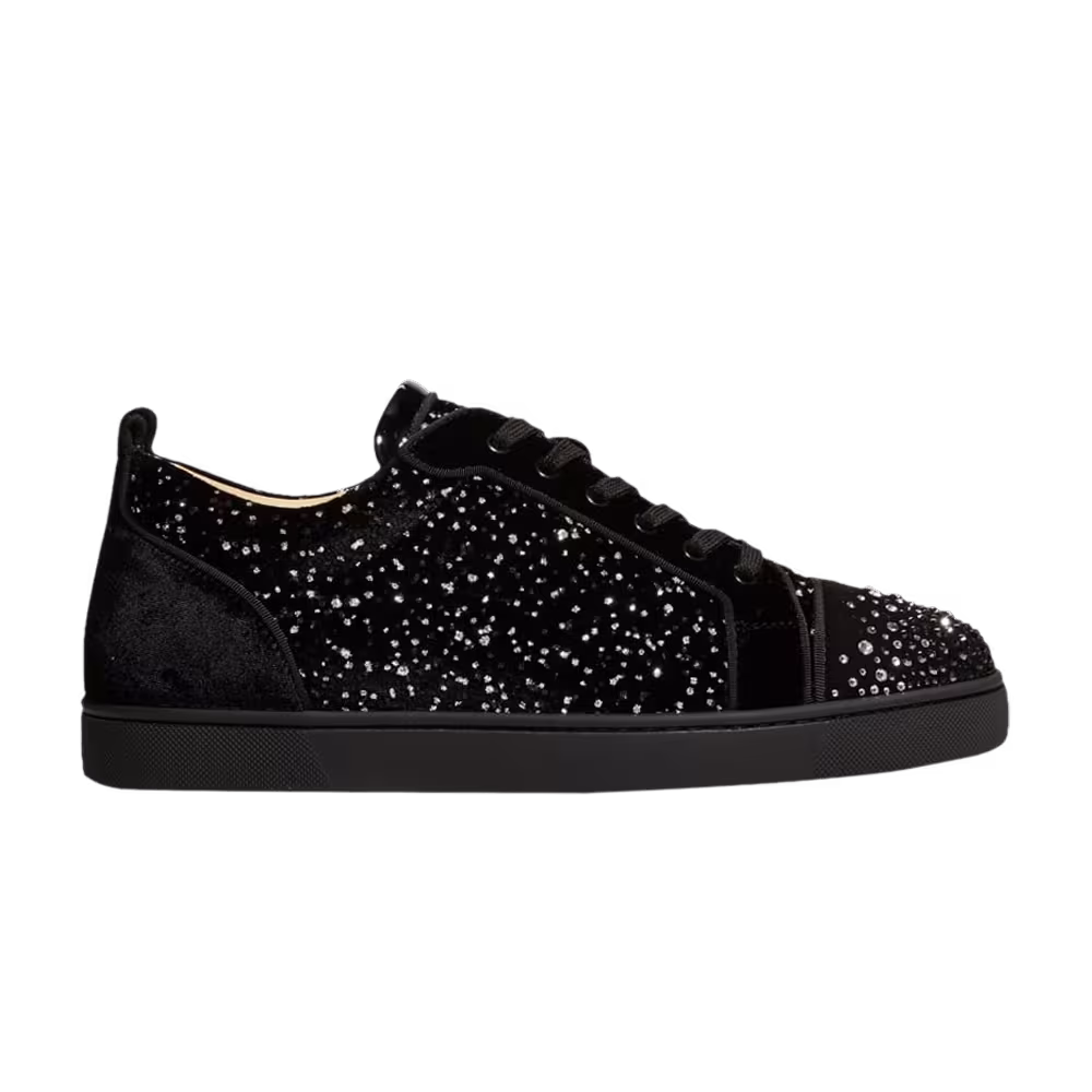 Christian Louboutin Louis Junior Degra Flat Low Black Silver Swarovski