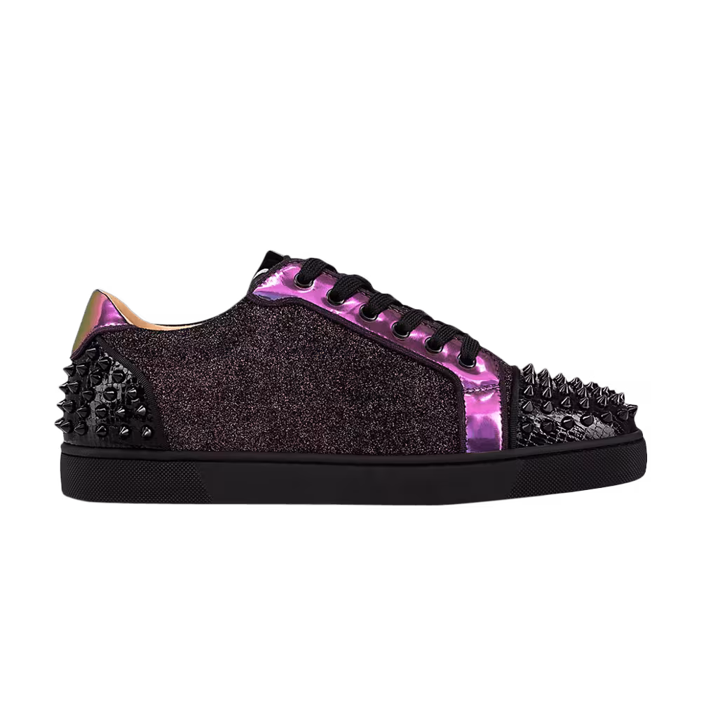 Christian Louboutin Seavaste 2 Orlato Flat Black Purple Glitter