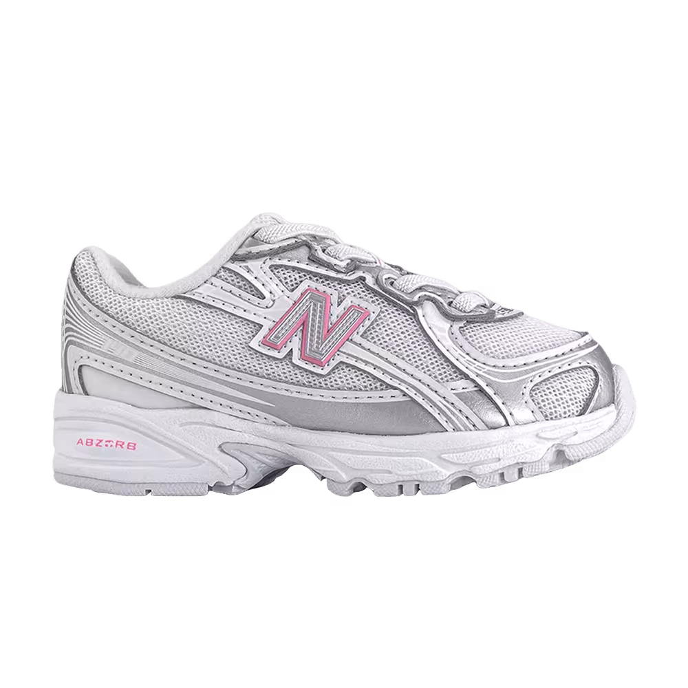 New Balance 740 Bungee Lace Toddler Silver Metallic Signal Pink