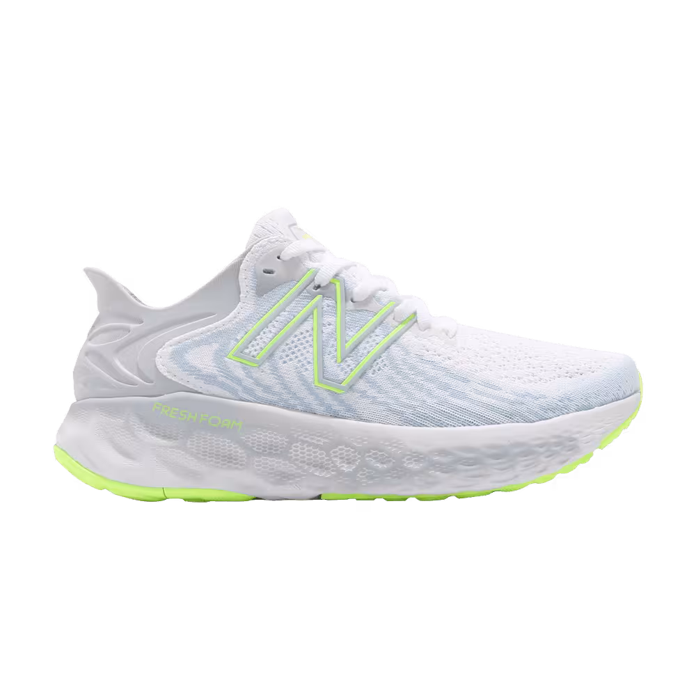 New Balance Women's Fresh Foam 1080v11 Wide White Bleached Lime Glow