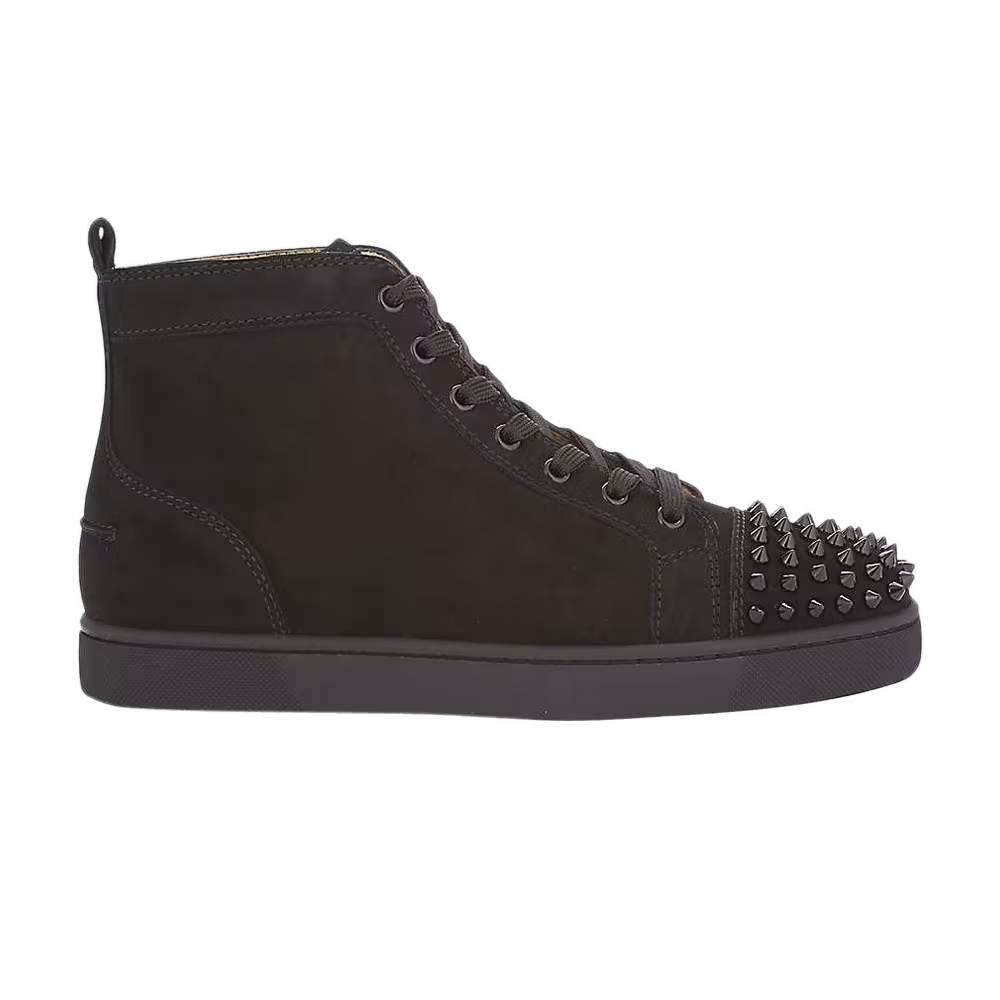 Christian Louboutin Louis Flat Calf Spikes Black Suede