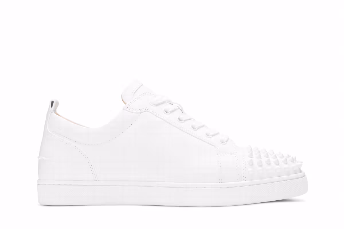 Christian Louboutin Louis Junior Spikes Flat Calf White, view 2