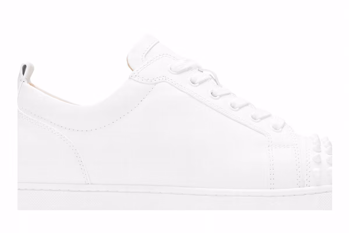 Christian Louboutin Louis Junior Spikes Flat Calf White, view 3