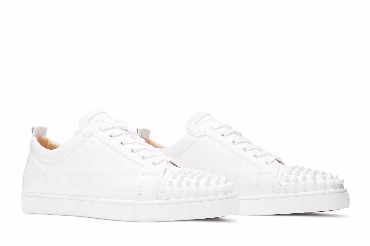 Christian Louboutin Louis Junior Spikes Flat Calf White, view 9