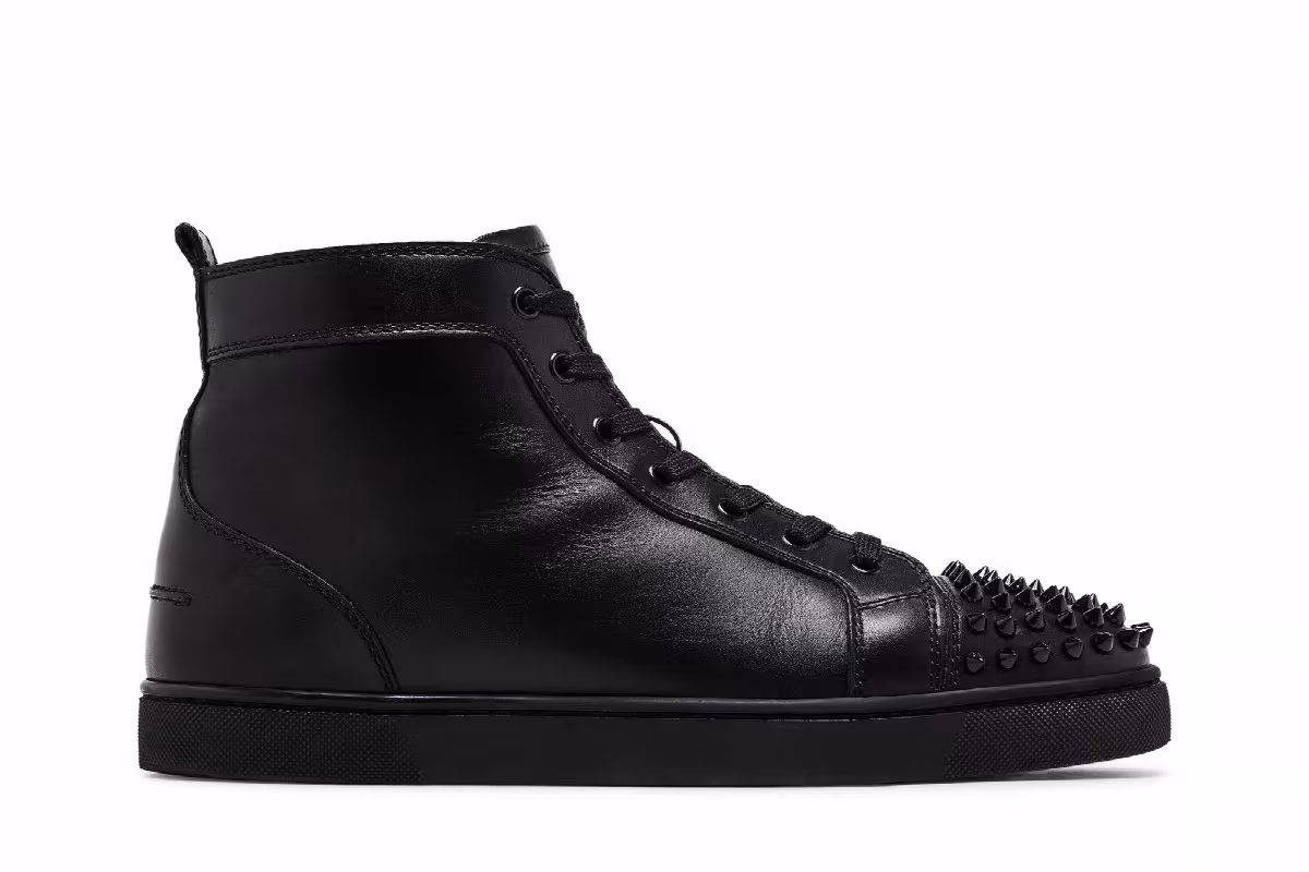 Christian Louboutin Louis Flat Calf Spikes Black, view 2