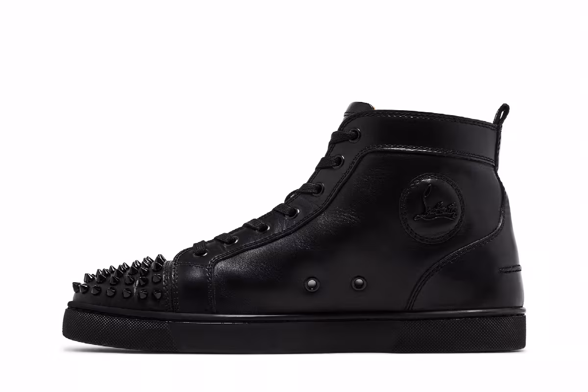 Christian Louboutin Louis Flat Calf Spikes Black, view 4
