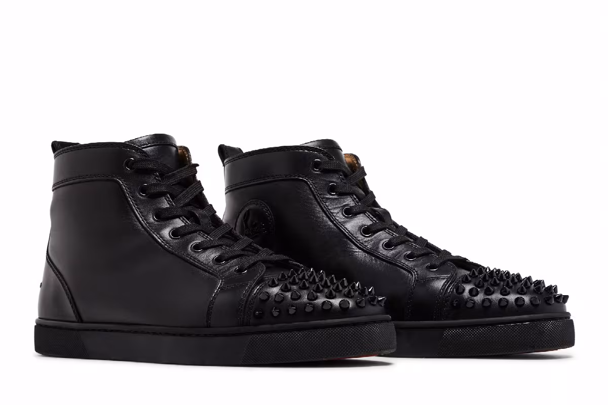 Christian Louboutin Louis Flat Calf Spikes Black, view 9