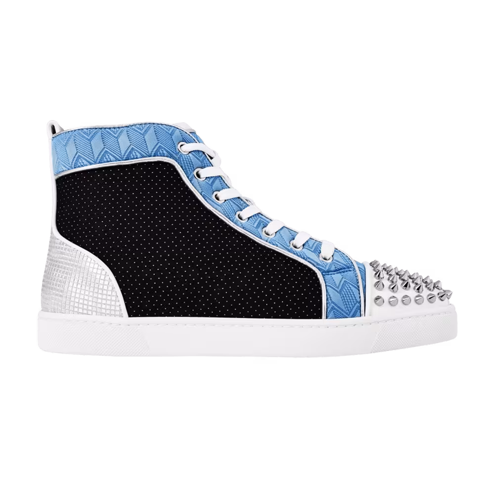 Christian Louboutin Lou Spikes Orlato Flat White Black Blue