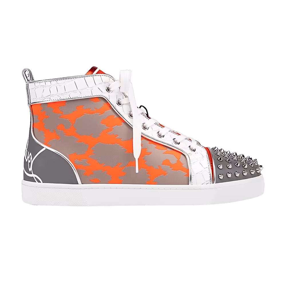Christian Louboutin Fun Lou Spikes Flat High Reflex Orange Camo