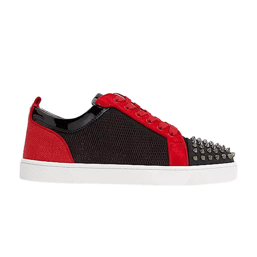 Christian Louboutin Louis Junior Spikes Orlato Flat Version Black Red