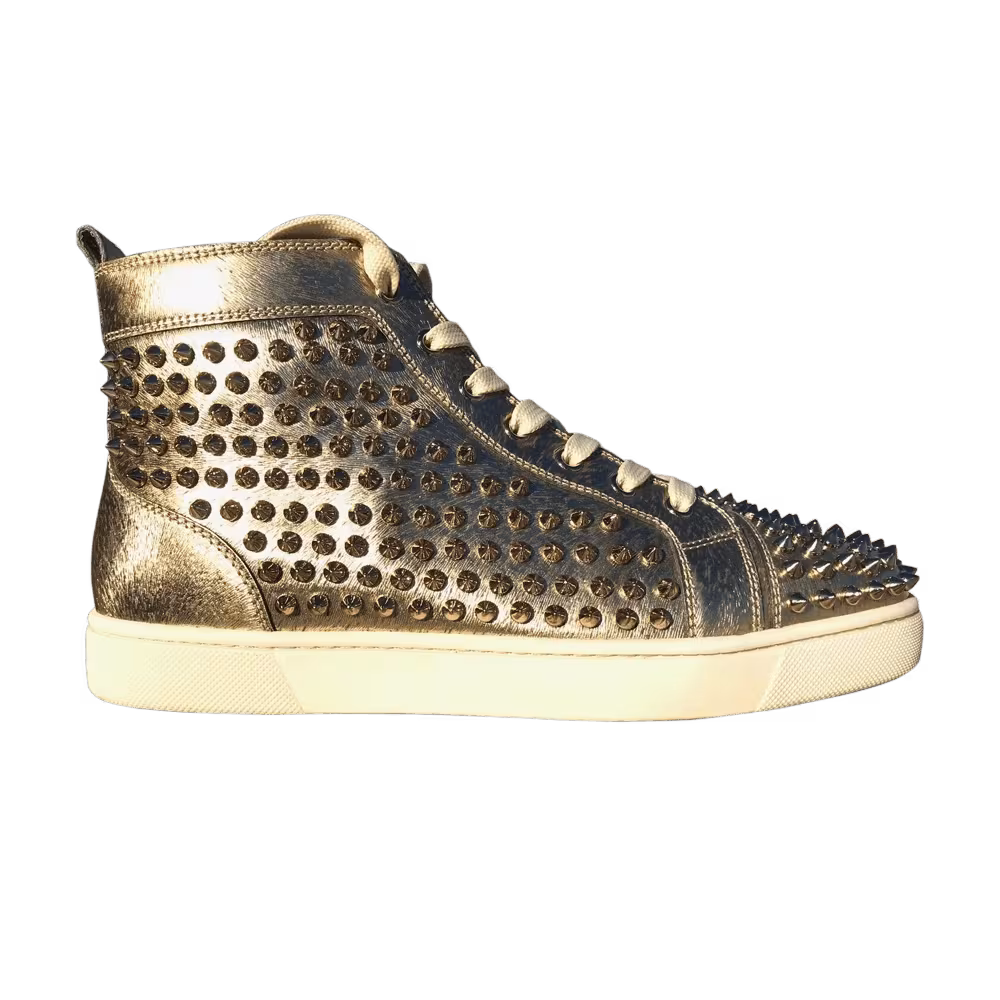 Christian Louboutin Louis Flat Calf Spikes Gold Metallic