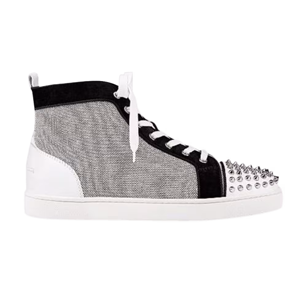 Christian Louboutin Louis Flat Calf Spikes White Grey