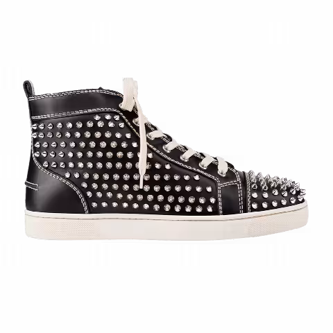 Christian Louboutin Louis Flat Calf Spikes 'Black Silver'