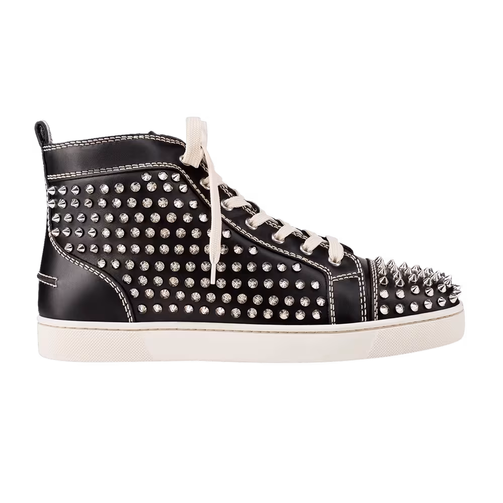 Christian Louboutin Louis Flat Calf Spikes Black Silver