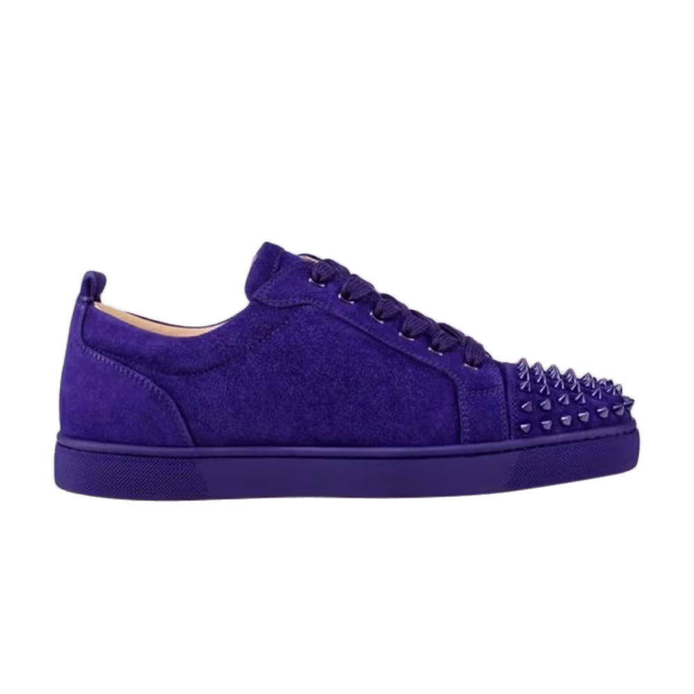Christian Louboutin Louis Flat Calf Spikes Velour Blue Purple
