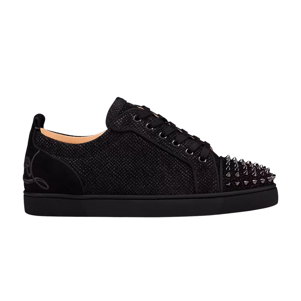 Christian Louboutin Fun Louis Junior Spikes Flat Black Velvet