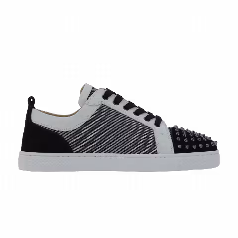 Christian Louboutin Louis Flat Calf Spikes 'Black White Straw Rabane'