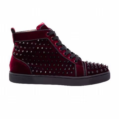 Christian Louboutin Louis Flat Velvet Calf Spikes 'Imperial Rouge'