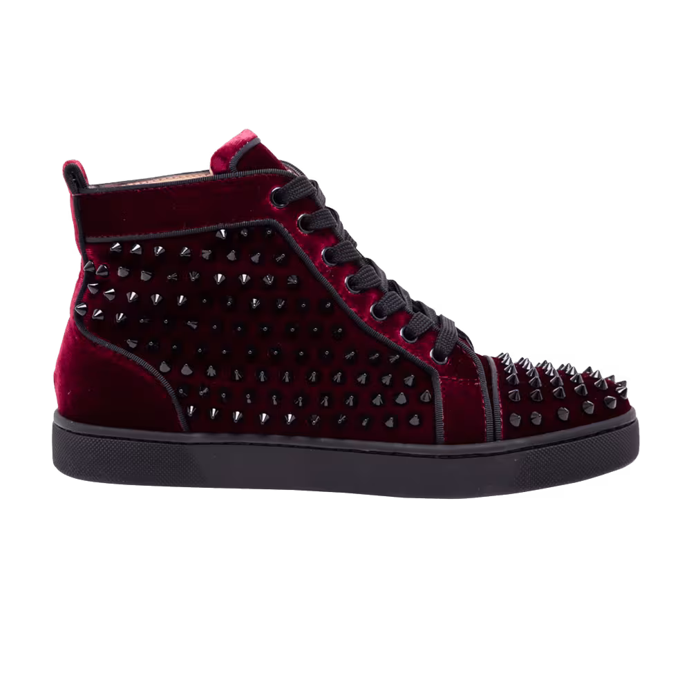 Christian Louboutin Louis Flat Velvet Calf Spikes Imperial Rouge
