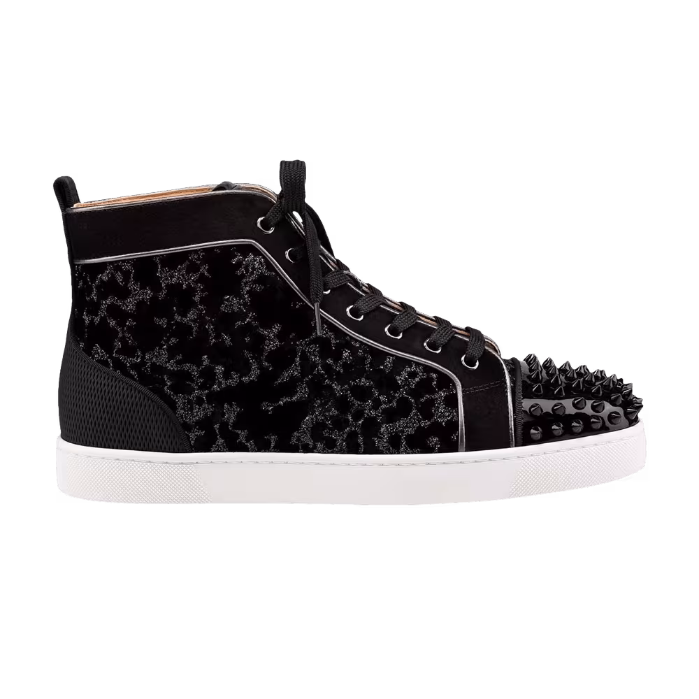 Christian Louboutin Lou Spikes Orlato High Black Dark Gun