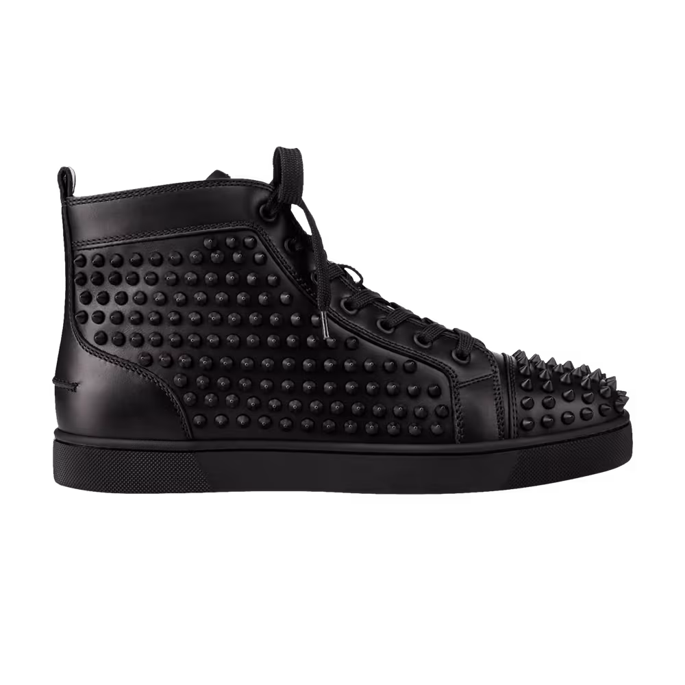 Christian Louboutin Yang Louis Calf Laminato Dino Spikes Black Gold