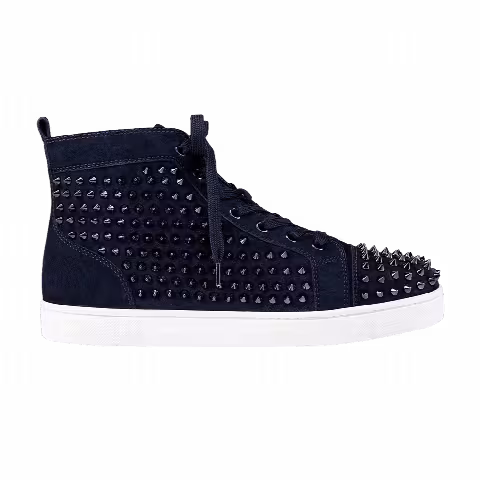 Christian Louboutin Louis Flat Calf Spikes High 'Suede Marine'