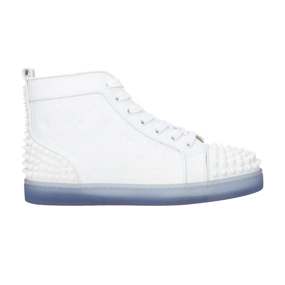 Christian Louboutin Louis Flat Calf Spikes White Debossed