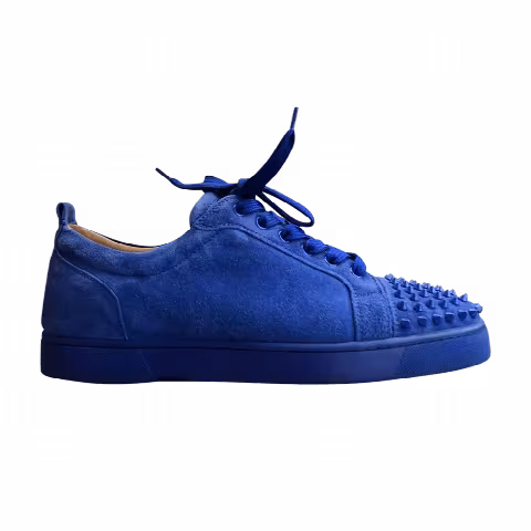 Christian Louboutin Louis Flat Calf Spikes Velour 'Electric Blue'