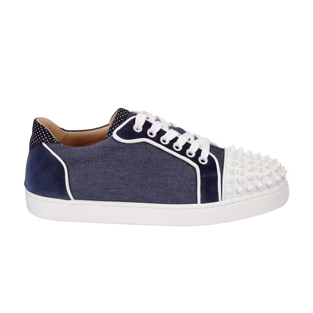 Christian Louboutin Vieira Spikes Flat Low Denim