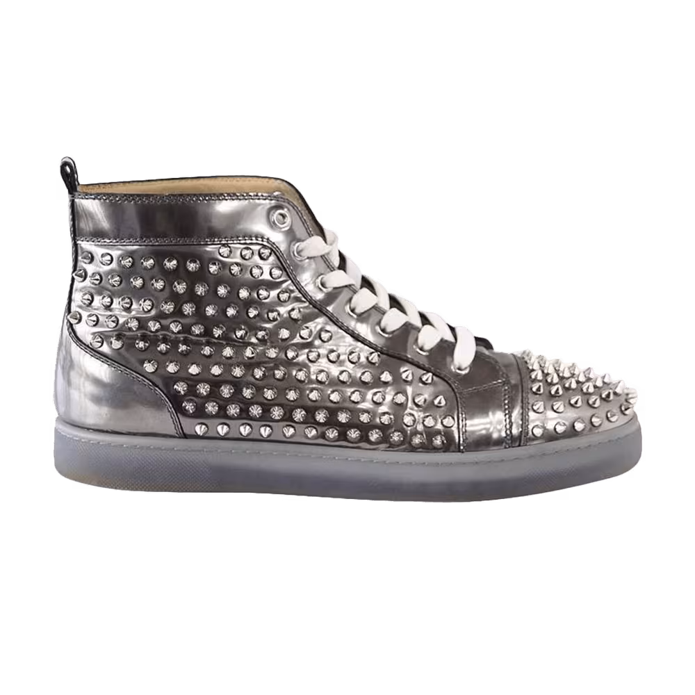 Christian Louboutin Louis Flat Calf Spikes Silver