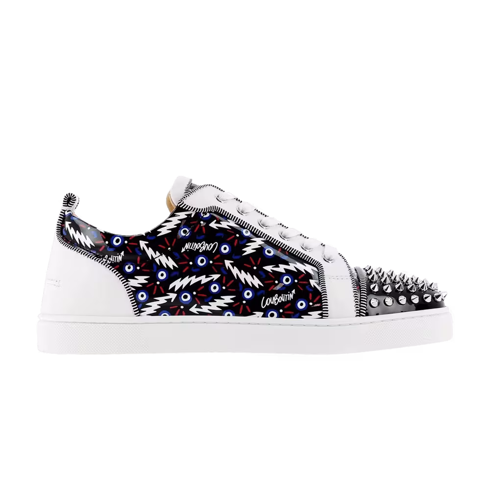Christian Louboutin Louis Junior Spikes Orlato Flat Black White