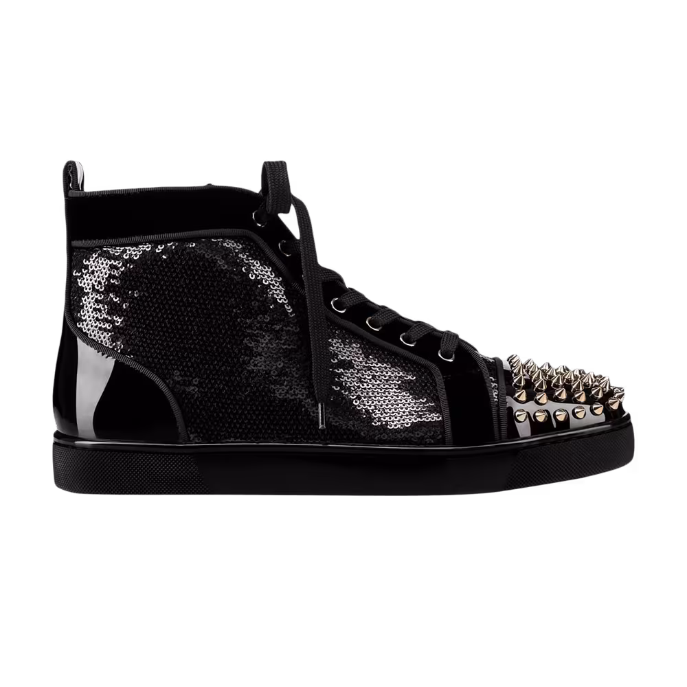 Christian Louboutin Lou Spikes Orlato Flat Black Gold