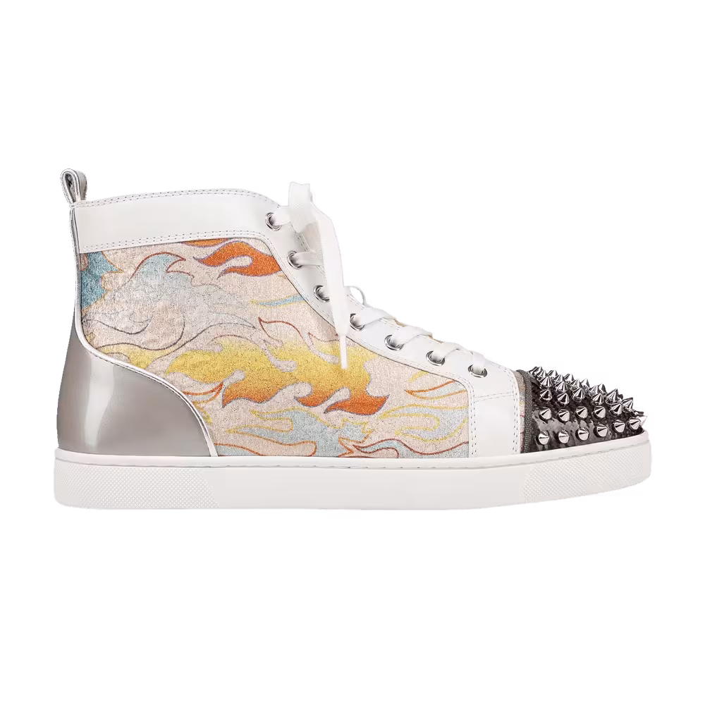 Christian Louboutin Lou Spikes Orlato Flat High Flame - Version Multi