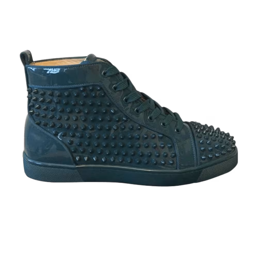 Christian Louboutin Louis Orlato Spikes Flat Patent Lagoon