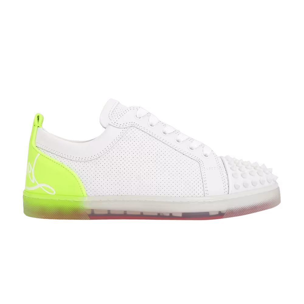 Christian Louboutin Fun Louis Junior Spikes Flat White Fluo Yellow
